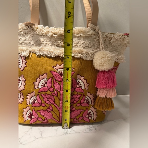 Spartina 449 Embroidered Fringe Pom Pom Tote - Picture 9 of 16